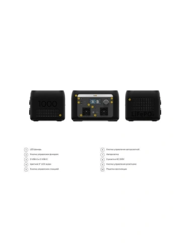 Портативная электростанция TOP-H1000 LFP 1000W 192000mAh фото 2
